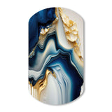 Abstract Geode Gold And Blue Marble II - Asymmetric Metal Wall Art