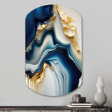 Abstract Geode Gold And Blue Marble II - Asymmetric Metal Wall Art