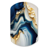 Abstract Geode Gold And Blue Marble II - Asymmetric Metal Wall Art