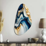 Abstract Geode Gold And Blue Marble II - Asymmetric Metal Wall Art