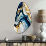 Abstract Geode Gold And Blue Marble II - Asymmetric Metal Wall Art