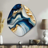 Abstract Geode Gold And Blue Marble II - Asymmetric Metal Wall Art