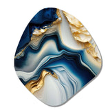 Abstract Geode Gold And Blue Marble II - Asymmetric Metal Wall Art