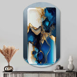 Abstract Geode Gold And Blue Marble III - Asymmetric Metal Wall Art