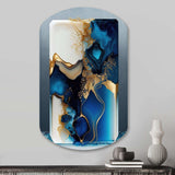 Abstract Geode Gold And Blue Marble III - Asymmetric Metal Wall Art