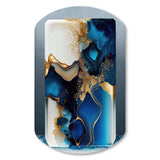 Abstract Geode Gold And Blue Marble III - Asymmetric Metal Wall Art