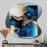 Abstract Geode Gold And Blue Marble III - Asymmetric Metal Wall Art