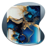 Abstract Geode Gold And Blue Marble III - Asymmetric Metal Wall Art