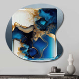 Abstract Geode Gold And Blue Marble III - Asymmetric Metal Wall Art