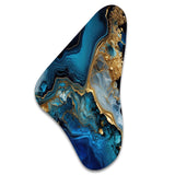 Abstract Geode Gold And Blue Marble IV - Asymmetric Metal Wall Art