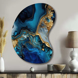 Abstract Geode Gold And Blue Marble IV - Asymmetric Metal Wall Art