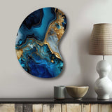 Abstract Geode Gold And Blue Marble IV - Asymmetric Metal Wall Art