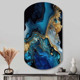 Abstract Geode Gold And Blue Marble IV - Asymmetric Metal Wall Art