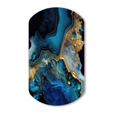 Abstract Geode Gold And Blue Marble IV - Asymmetric Metal Wall Art