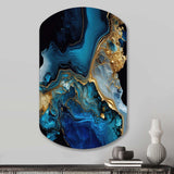 Abstract Geode Gold And Blue Marble IV - Asymmetric Metal Wall Art