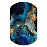 Abstract Geode Gold And Blue Marble IV - Asymmetric Metal Wall Art