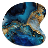 Abstract Geode Gold And Blue Marble IV - Asymmetric Metal Wall Art