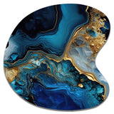 Abstract Geode Gold And Blue Marble IV - Asymmetric Metal Wall Art