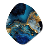 Abstract Geode Gold And Blue Marble IV - Asymmetric Metal Wall Art