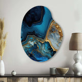 Abstract Geode Gold And Blue Marble IV - Asymmetric Metal Wall Art