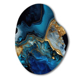 Abstract Geode Gold And Blue Marble IV - Asymmetric Metal Wall Art