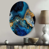 Abstract Geode Gold And Blue Marble IV - Asymmetric Metal Wall Art