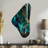 Abstract Geode Marble Green And Blue II - Asymmetric Metal Wall Art