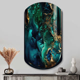 Abstract Geode Marble Green And Blue II - Asymmetric Metal Wall Art