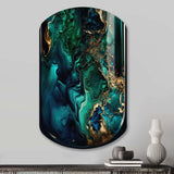 Abstract Geode Marble Green And Blue II - Asymmetric Metal Wall Art