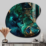 Abstract Geode Marble Green And Blue II - Asymmetric Metal Wall Art