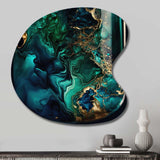 Abstract Geode Marble Green And Blue II - Asymmetric Metal Wall Art