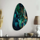 Abstract Geode Marble Green And Blue II - Asymmetric Metal Wall Art