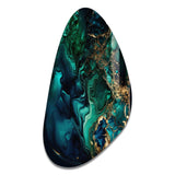 Abstract Geode Marble Green And Blue II - Asymmetric Metal Wall Art