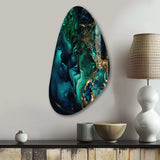 Abstract Geode Marble Green And Blue II - Asymmetric Metal Wall Art