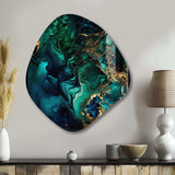 Abstract Geode Marble Green And Blue II - Asymmetric Metal Wall Art