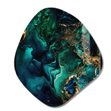 Abstract Geode Marble Green And Blue II - Asymmetric Metal Wall Art