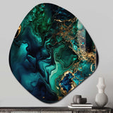 Abstract Geode Marble Green And Blue II - Asymmetric Metal Wall Art