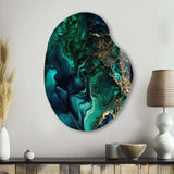 Abstract Geode Marble Green And Blue II - Asymmetric Metal Wall Art