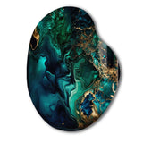 Abstract Geode Marble Green And Blue II - Asymmetric Metal Wall Art