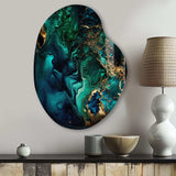 Abstract Geode Marble Green And Blue II - Asymmetric Metal Wall Art