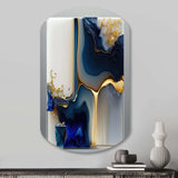 Abstract Geode Gold And Blue Marble Shape I - Asymmetric Metal Wall Art