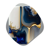 Abstract Geode Gold And Blue Marble Shape I - Asymmetric Metal Wall Art