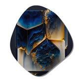 Abstract Geode Gold And Blue Marble Shape II - Asymmetric Metal Wall Art