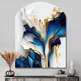 Abstract Geode Gold And Blue Marble Shape III - Asymmetric Metal Wall Art