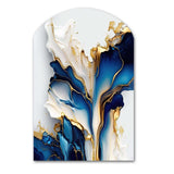 Abstract Geode Gold And Blue Marble Shape III - Asymmetric Metal Wall Art