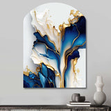 Abstract Geode Gold And Blue Marble Shape III - Asymmetric Metal Wall Art