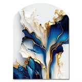 Abstract Geode Gold And Blue Marble Shape III - Asymmetric Metal Wall Art