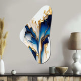 Abstract Geode Gold And Blue Marble Shape III - Asymmetric Metal Wall Art