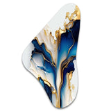 Abstract Geode Gold And Blue Marble Shape III - Asymmetric Metal Wall Art