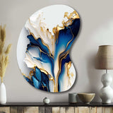 Abstract Geode Gold And Blue Marble Shape III - Asymmetric Metal Wall Art